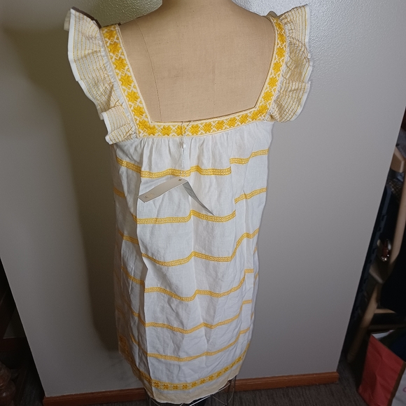 🆕️Tory Burch "Embroidered Ruffle Sleeveless dress" Linen mini - Picture 9 of 14